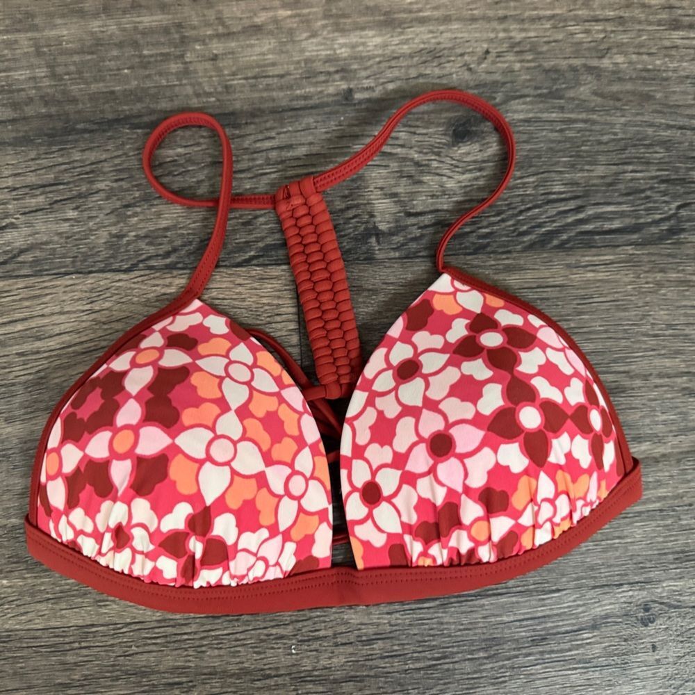 Floral orange & Red floral dopamine hippie festival Bikini Top